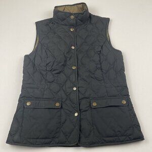 Eddie Bauer Premium Goose Down Quilted Vest Women’s S Snap Up Black Lightweight